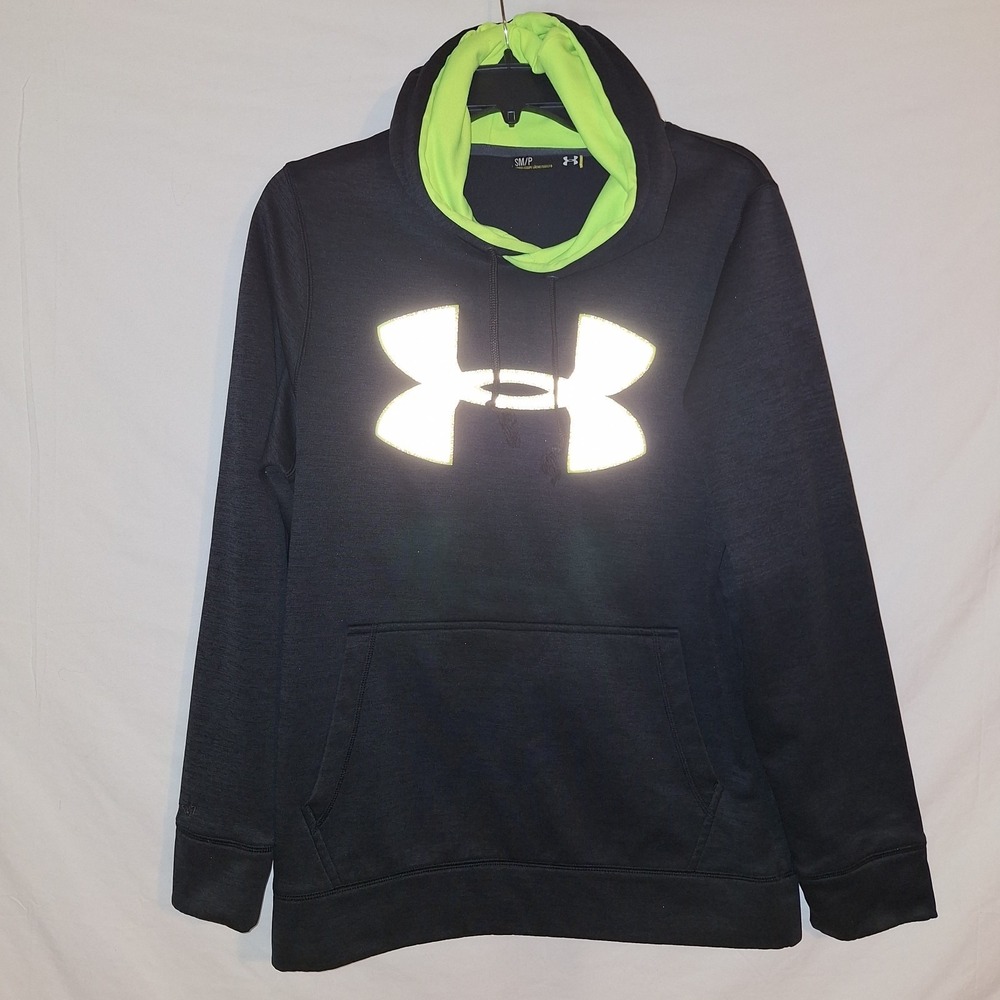 Under Armour Storm Fleece Big Reflective Logo Hoodie Black Neon Green SM/P